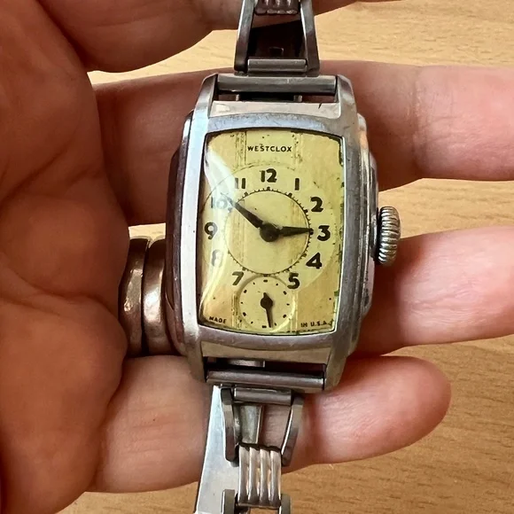 WESTCLOX 1936 Mens Original Classic WRIST BEN Silver Tank Watch made USA AS IS